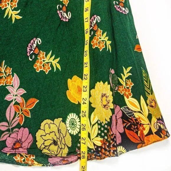 Thai Green Floral Crocheted Bodice Midi Summer Dress Sz S/M - Picture 9 of 11